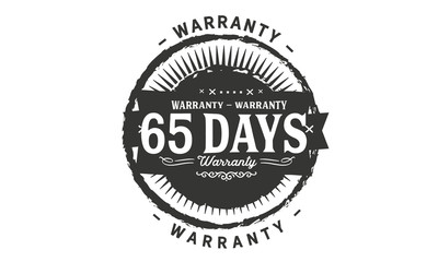 65 days warranty icon vintage rubber stamp guarantee