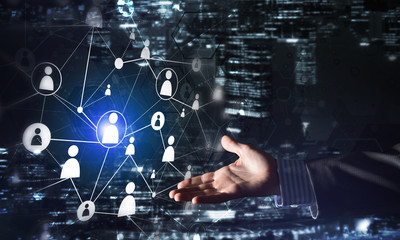 Presenting modern wireless technologies as means of communucation and networking on dark background