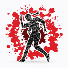 Street dance, B boys dance, Hip Hop Dancing action designed on splatter colors background graphic vector