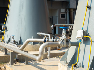 Silver pipe valve water connected on factory