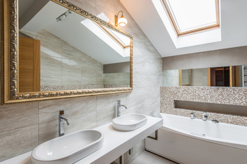 Interior of a luxury bathroom in loft apartment