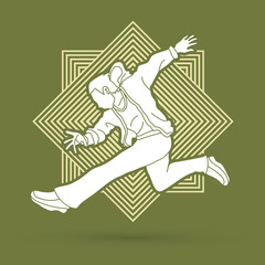Street dance, B boys dance, Hip Hop Dancing action designed on line square background graphic vector