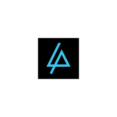 art of blue letter lp with black background logo vector