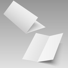 Mockup opened magazine, journal, booklet, postcard, flyer, business card or brochure . Vector .