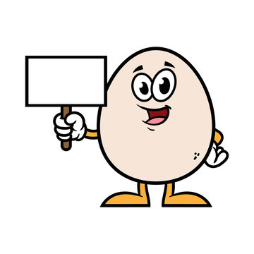 Cartoon Egg Character Holding a Sign