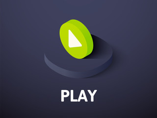 Play isometric icon, isolated on color background