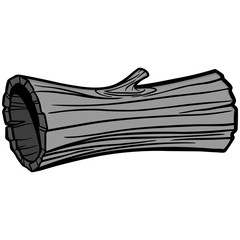 Hollow Log Illustration - A vector cartoon illustration of a Hollow Log from a forest.