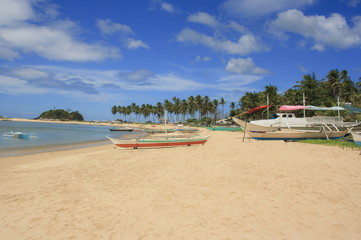 Fototapeta na wymiar Landscape of the beach of Nacpan. The island of Palawan. Philippines.
