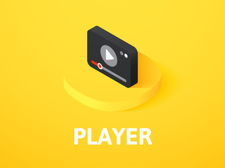 Player isometric icon, isolated on color background