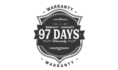 97 days warranty icon vintage rubber stamp guarantee