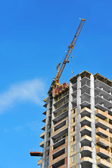 Crane and highrise construction site