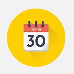 Vector of Day calendar with date March 30, 2018