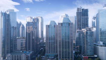 Fototapeta na wymiar Beautiful office buildings under blue sky