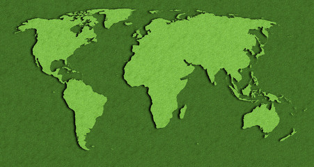 Green 3D World Map