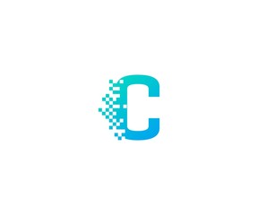 letter C  logo. alphabet pixel motion logo template
