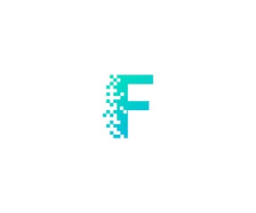 letter F logo. alphabet pixel motion logo template
