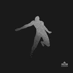 Business, freedom or happiness concept. Dotted silhouette of person. Vector illustration.