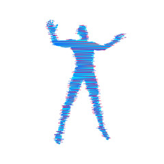 Man spreads hands to sides. Man doing balance gesture. Concept communication. Vector illustration.