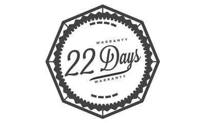 22 days warranty icon vintage rubber stamp guarantee