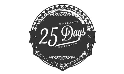 25 days warranty icon vintage rubber stamp guarantee