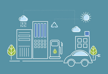 Fototapeta premium Illustration of city life eco