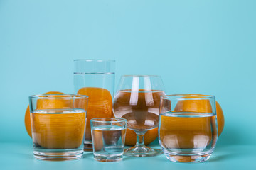 Refreshing  cold water with oranges