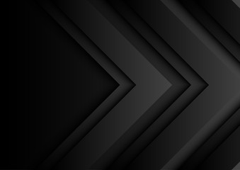 Abstract black arrows on black background with paper cut style.For business template.Vector illustration.