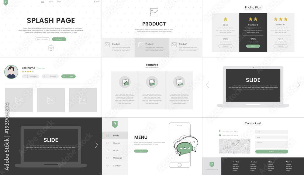 Poster vector of website elements for web design