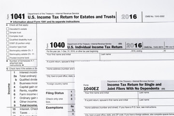 Form 1040 Individual Income Tax return form. United States Tax forms 2016/2017. American blank tax forms. Tax time.