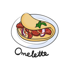 Illustration drawing style of omelette