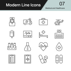 Medical and Healthcare icons. Modern line design set 7.