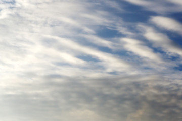 Fototapeta premium Wieczorne niebo z dużą ilością małych chmur - naturalne tło.