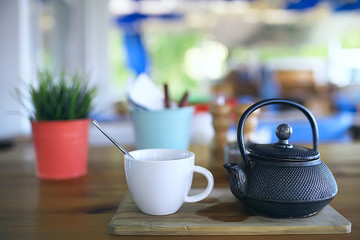 tea service in the cafe, a cup of tea