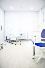 modern medical clinic, bright blurred background, corridor, spacious modern medical facility, hospital new