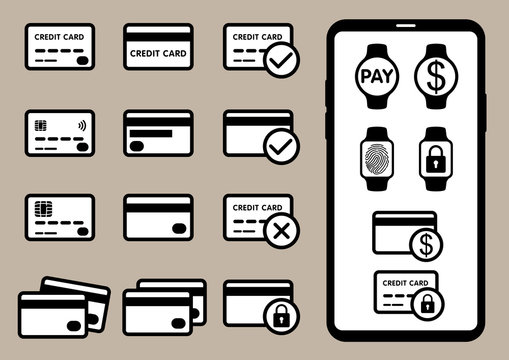 set of mobile payment solution icons
