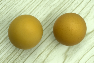 Fresh eggs isolated on white background .