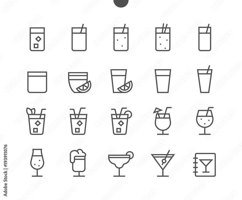 Poster drinks food ui pixel perfect well-crafted vector thin line icons 48x48 ready for 24x24 grid for web 