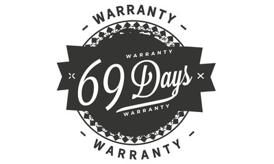 69 days warranty icon vintage rubber stamp guarantee