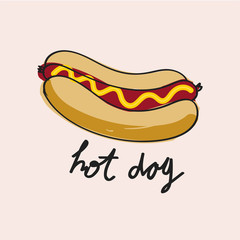Illustration drawing style of hot dog