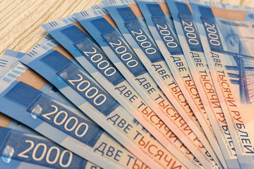 russian banknotes background salary savings sign stock .