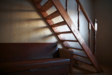 Wooden staircase in the house