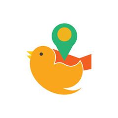 Pin Bird Logo Icon Design