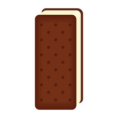 Vector illustration of ice-cream sandwich isolated on white background. Sweet dessert.