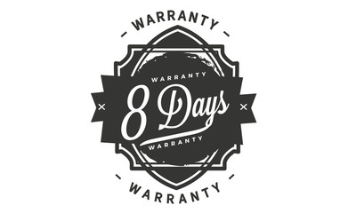 8 days warranty icon vintage rubber stamp guarantee