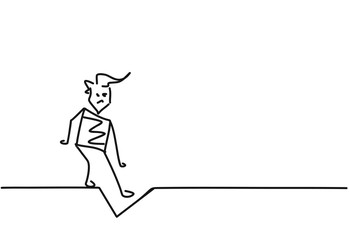 Man falling, Cartoon Hand Drawn Sketch Vector illustration.