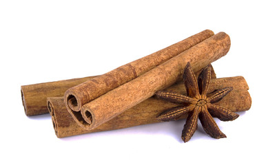 Cinnamon sticks isolated on white background