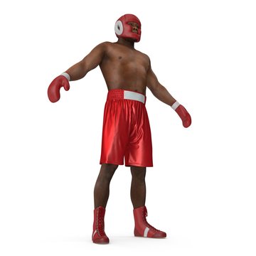 African American Male boxer on white. 3D illustration