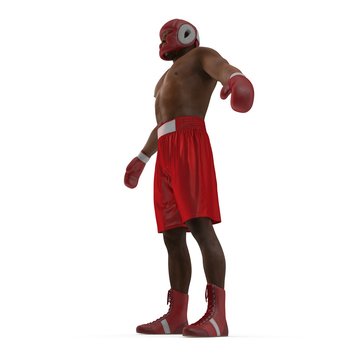 African American Male boxer on white. 3D illustration