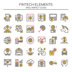 Fintech Elements , Thin Line and Pixel Perfect Icons.