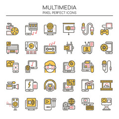 Multimedia Elements , Thin Line and Pixel Perfect Icons.